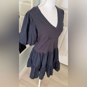 Cinq à Sept Lona Stretch Cotton Tiered Dress In Navy size XXS
